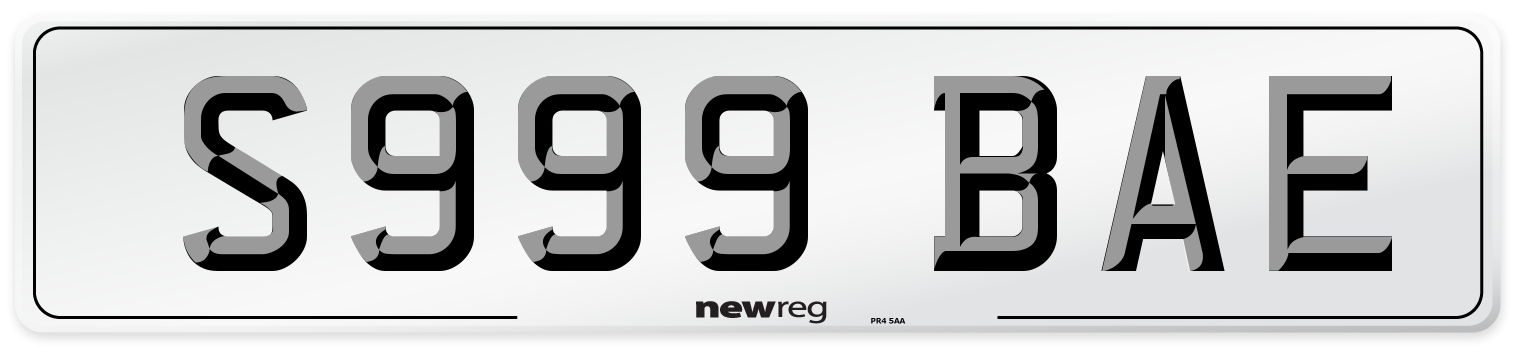 S999 BAE Number Plate from New Reg